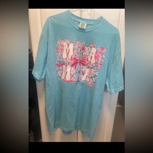 Comfort Colors Light Blue Kids Tee with Floral Design
